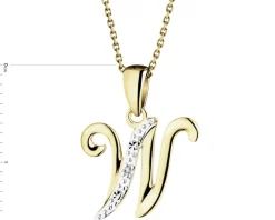 Clearance Apart Zawieszka z żółtego złota z diamentem - litera W - 0,003 ct - próba 375