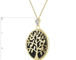 Outlet Apart Zawieszka z żółtego złota z diamentem - puzderko - drzewko - 0,005 ct - próba 375