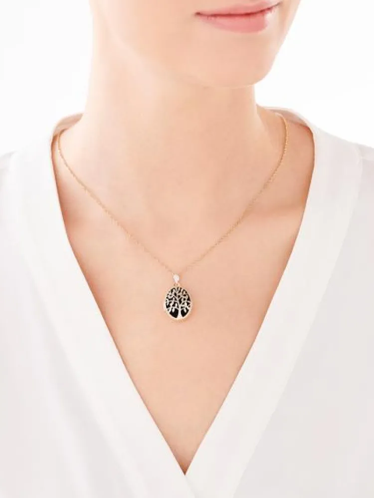Outlet Apart Zawieszka z żółtego złota z diamentem - puzderko - drzewko - 0,005 ct - próba 375
