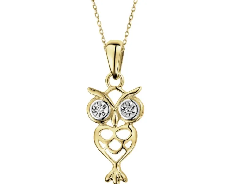 Apart Zawieszka z żółtego złota z diamentami - sowa - 0,01 ct - próba 375< Zawieszki