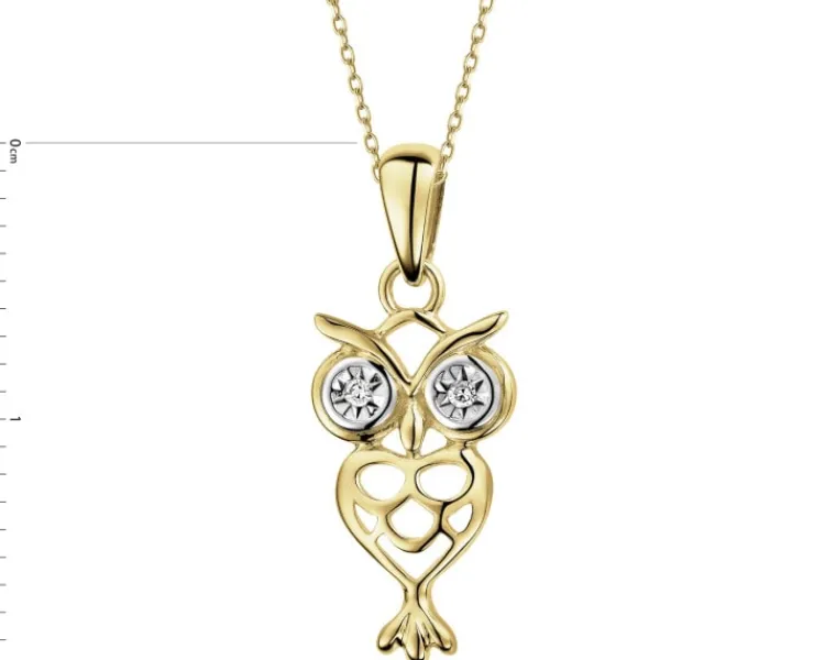 Apart Zawieszka z żółtego złota z diamentami - sowa - 0,01 ct - próba 375< Zawieszki
