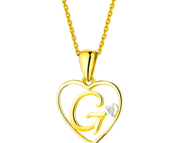 Apart Zawieszka z żółtego złota z diamentem - litera G, serce - 0,005 ct - próba 375< Wszystkie