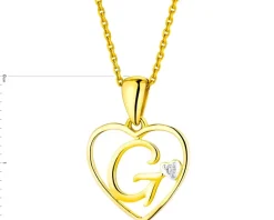 Apart Zawieszka z żółtego złota z diamentem - litera G, serce - 0,005 ct - próba 375< Wszystkie