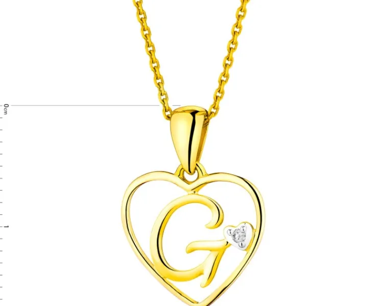 Apart Zawieszka z żółtego złota z diamentem - litera G, serce - 0,005 ct - próba 375< Wszystkie