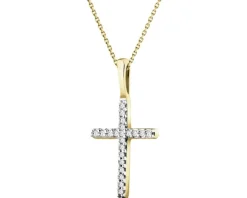 Apart Zawieszka z żółtego złota z diamentami - krzyż - 0,05 ct - próba 585< Zawieszki