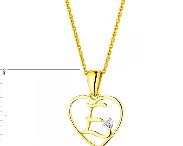 Apart Zawieszka z żółtego złota z diamentem - litera E, serce - 0,005 ct - próba 375