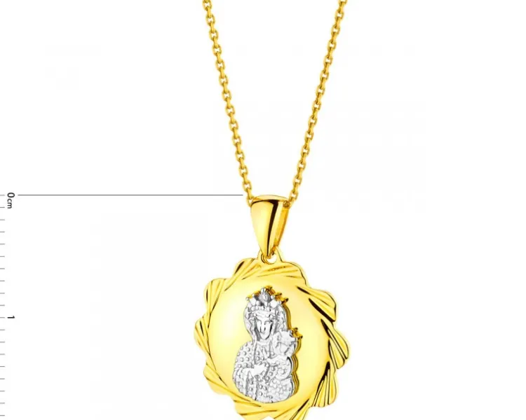 Apart Zawieszka z żółtego złota z diamentem - medalik Matka Boska Częstochowska - 0,003 ct - próba 585< Zawieszki