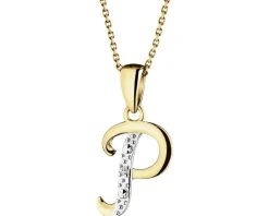 Sale Apart Zawieszka z żółtego złota z diamentem - litera P - 0,003 ct - próba 375