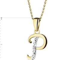 Sale Apart Zawieszka z żółtego złota z diamentem - litera P - 0,003 ct - próba 375