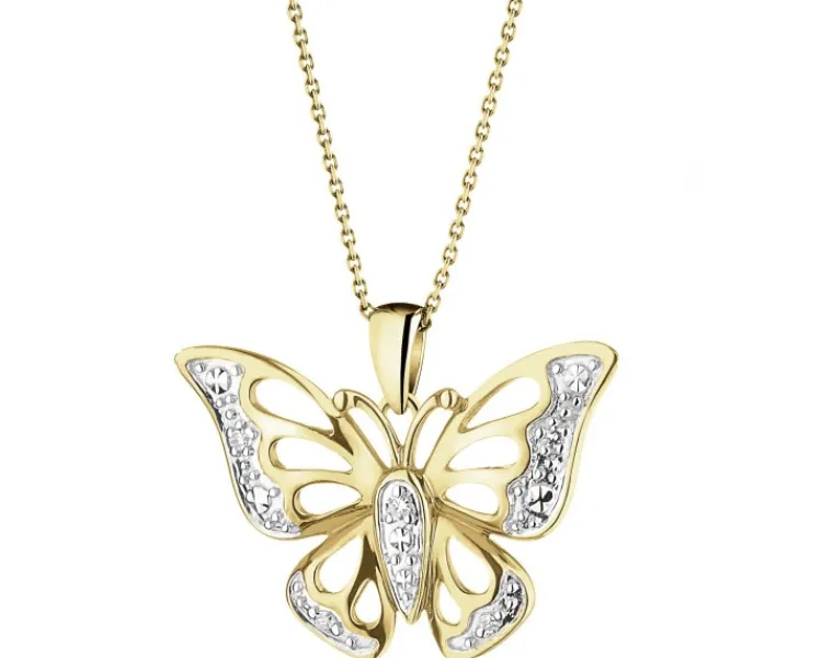 Apart Zawieszka z żółtego złota z diamentami - motyl - 0,01 ct - próba 375< Zawieszki