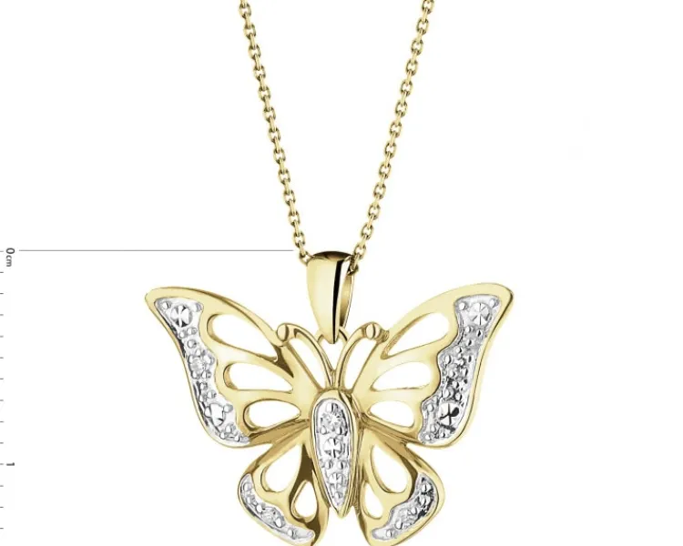 Apart Zawieszka z żółtego złota z diamentami - motyl - 0,01 ct - próba 375< Zawieszki