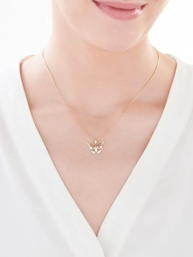 Apart Zawieszka z żółtego złota z diamentami - motyl - 0,01 ct - próba 375< Zawieszki