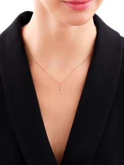 Apart Zawieszka z żółtego złota z diamentem - krzyż - 0,005 ct - próba 585< Wszystkie