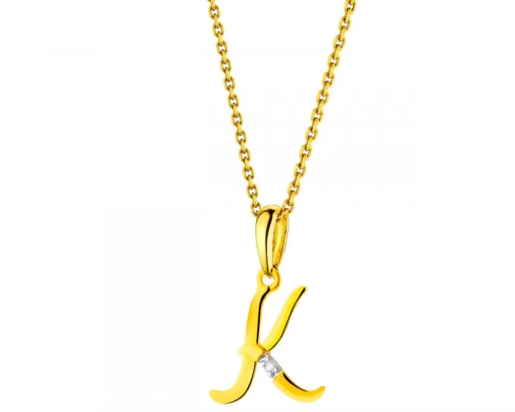 Discount Apart Zawieszka z żółtego złota z diamentem - litera K - 0,004 ct - próba 585