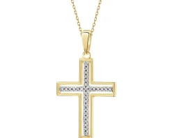 Apart Zawieszka z żółtego złota z diamentami - krzyż - 0,06 ct - próba 585< Wszystkie