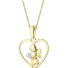 Sale Apart Zawieszka z żółtego złota z diamentem - serce, aniołek - 0,003 ct - próba 375