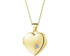 Outlet Apart Zawieszka z żółtego złota z diamentem - puzderko - serce - 0,005 ct - próba 375