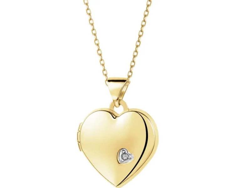 Outlet Apart Zawieszka z żółtego złota z diamentem - puzderko - serce - 0,005 ct - próba 375