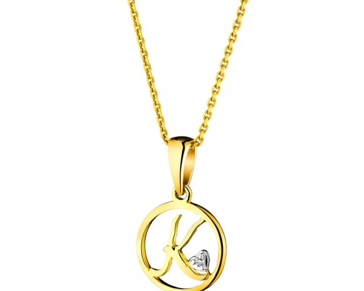 Apart Zawieszka z żółtego złota z diamentem - litera K - 0,003 ct - próba 585< Zawieszki