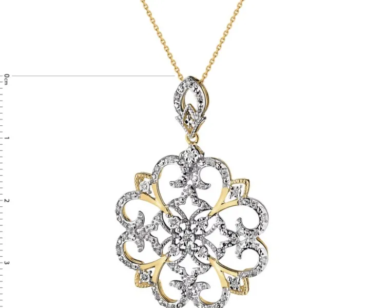 Apart Zawieszka z żółtego złota z diamentami - rozeta - 0,20 ct - próba 585< Zawieszki