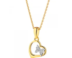 Apart Zawieszka z żółtego złota z diamentami - motyl, serce - 0,006 ct - próba 585