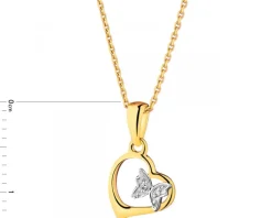 Apart Zawieszka z żółtego złota z diamentami - motyl, serce - 0,006 ct - próba 585