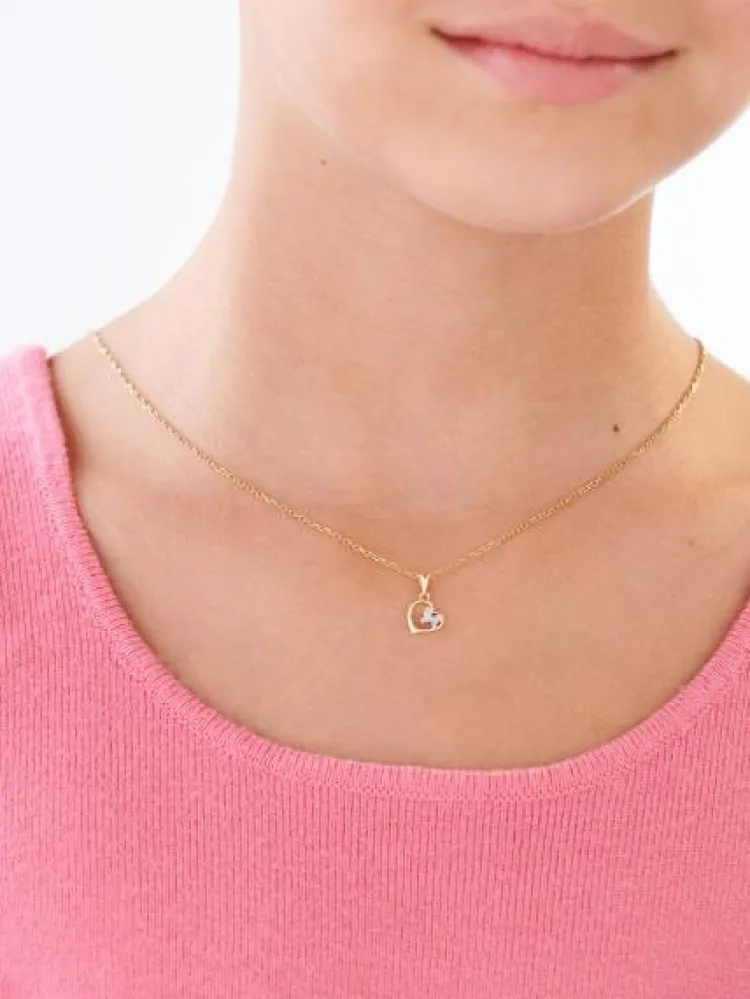 Apart Zawieszka z żółtego złota z diamentami - motyl, serce - 0,006 ct - próba 585