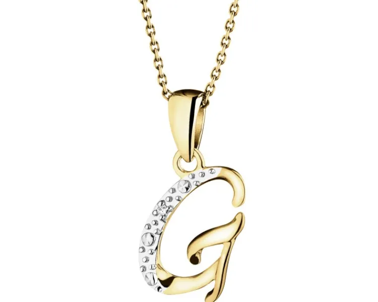 Outlet Apart Zawieszka z żółtego złota z diamentem - litera G - 0,003 ct - próba 375