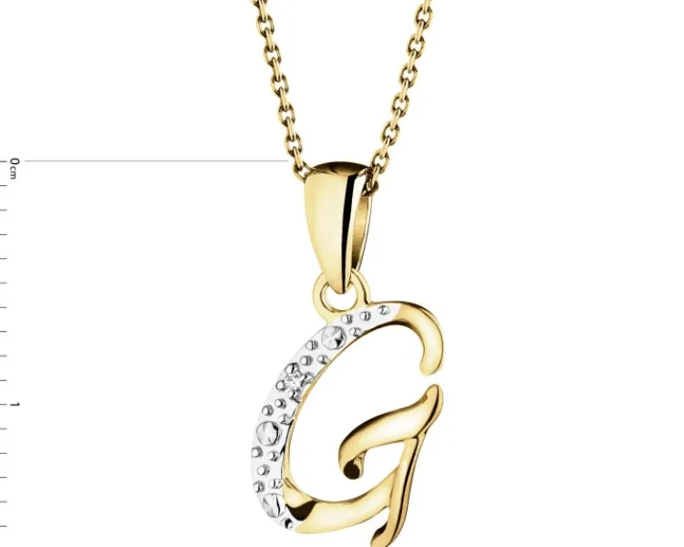 Outlet Apart Zawieszka z żółtego złota z diamentem - litera G - 0,003 ct - próba 375