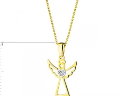 Sale Apart Zawieszka z żółtego złota z diamentem - aniołek, serce - 0,003 ct - próba 375