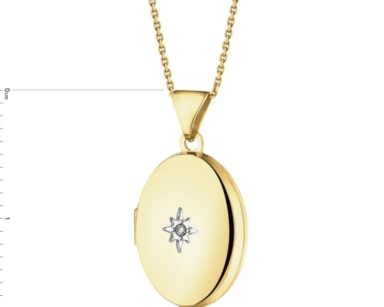 Online Apart Zawieszka z żółtego złota z diamentem - puzderko - 0,005 ct - próba 375