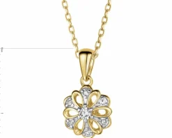 Apart Zawieszka z żółtego złota z diamentami - kwiat - 0,05 ct - próba 585< Zawieszki