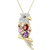 Outlet Apart Zawieszka z żółtego złota z diamentami, kamieniami szlachetnymi i ozdobnymi - papuga - 0,14 ct - próba 585