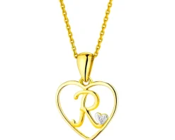Apart Zawieszka z żółtego złota z diamentem - litera R, serce - 0,005 ct - próba 375< Zawieszki