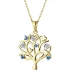 Apart Zawieszka z żółtego złota z diamentami i topazami London Blue - drzewko - próba 375< Zawieszki