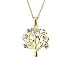 Apart Zawieszka z żółtego złota z diamentami i topazami London Blue - drzewko - próba 375< Zawieszki