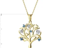 Apart Zawieszka z żółtego złota z diamentami i topazami London Blue - drzewko - próba 375< Zawieszki