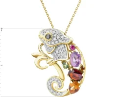 Apart Zawieszka z żółtego złota z diamentami, kamieniami szlachetnymi i ozdobnymi - kameleon - 0,14 ct - próba 585< Zawieszki
