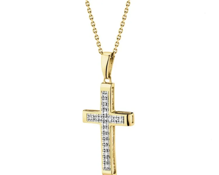 Hot Apart Zawieszka z żółtego złota z diamentami - krzyż - 0,05 ct - próba 375