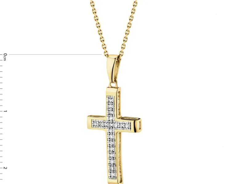 Hot Apart Zawieszka z żółtego złota z diamentami - krzyż - 0,05 ct - próba 375