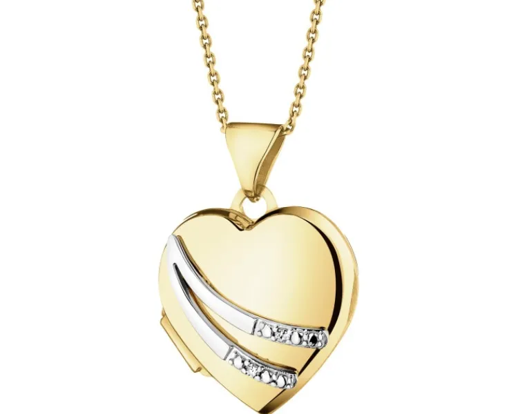 Apart Zawieszka z żółtego złota z diamentami - puzderko - serce - 0,01 ct - próba 375