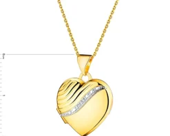 Discount Apart Zawieszka z żółtego złota z diamentami - puzderko - serce - 0,01 ct - próba 375