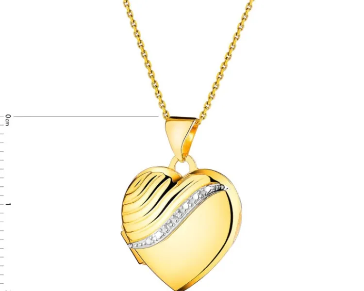 Discount Apart Zawieszka z żółtego złota z diamentami - puzderko - serce - 0,01 ct - próba 375
