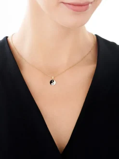 Clearance Apart Zawieszka z żółtego złota z diamentami i emalią - yin yang - 0,01 ct - próba 375