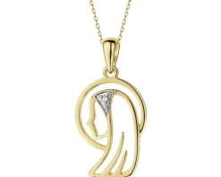 Apart Zawieszka z żółtego złota z diamentami - medalik Matka Boska - 0,004 ct - próba 375< Wszystkie