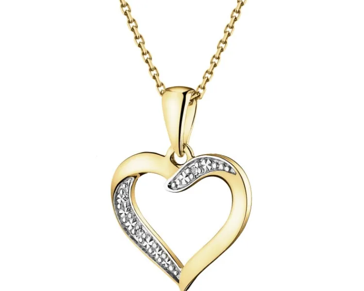 Apart Zawieszka z żółtego złota z diamentami - serce - 0,004 ct - próba 585< Zawieszki