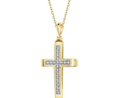Apart Zawieszka z żółtego złota z diamentami - krzyż - 0,05 ct - próba 585