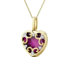 Apart Zawieszka z żółtego złota z diamentami i emalią - serce - 0,01 ct - próba 375< Zawieszki