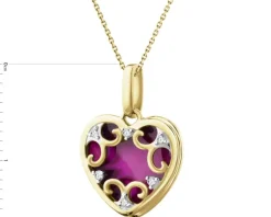 Apart Zawieszka z żółtego złota z diamentami i emalią - serce - 0,01 ct - próba 375< Zawieszki