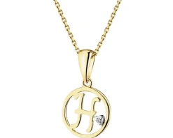 Discount Apart Zawieszka z żółtego złota z diamentem - litera H - 0,003 ct - próba 585